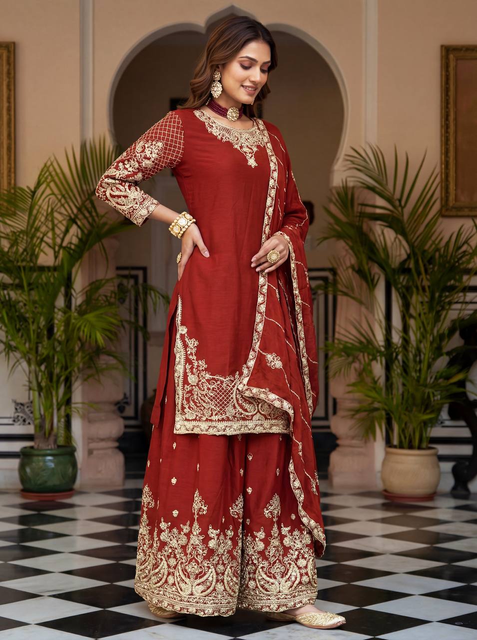 Lehenga Mart Designer Ready To Wear Salwar Suit Dupatta For Women-Red - Distacart