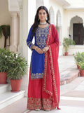 Lehenga Mart Chinon Silk Salwar Suit Dupatta-Blue - Distacart