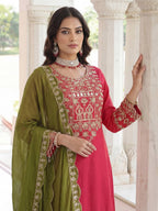 Lehenga Mart Chinon Silk Salwar Suit Dupatta-Pink - Distacart