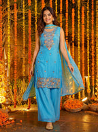 Lehenga Mart Designer Ready To Wear Salwar Suit Dupatta For Women-Sky Blue - Distacart