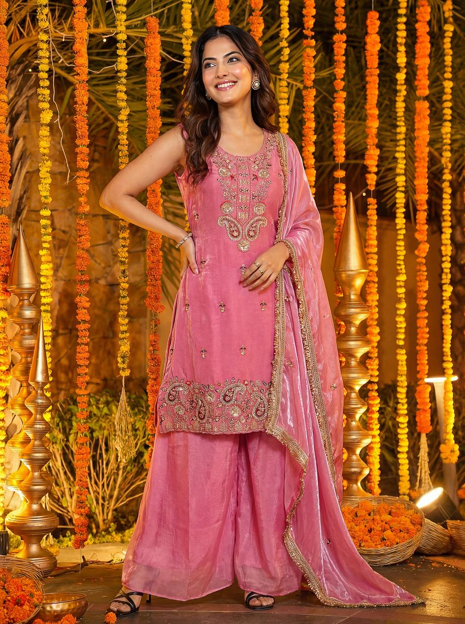 Lehenga Mart Designer Ready To Wear Salwar Suit Dupatta For Women-Baby Pink - Distacart