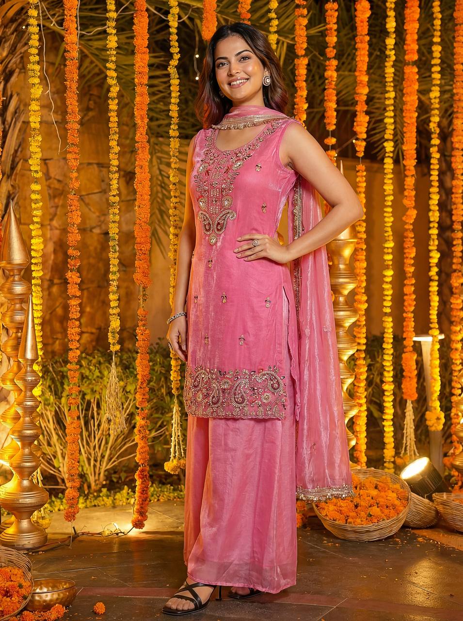 Lehenga Mart Designer Ready To Wear Salwar Suit Dupatta For Women-Baby Pink - Distacart
