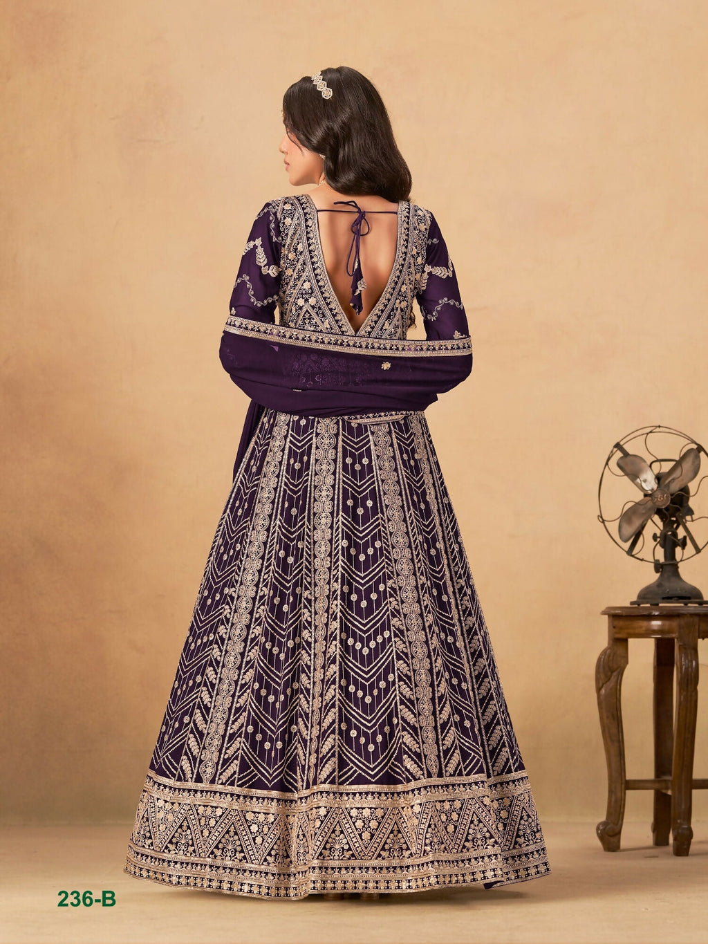 Anaita Wine Faux Georgette Stitched Anarkali Suit with Heavy Embroidery Work - Distacart
