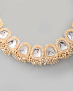VOJ Gold-Polished Kundan Studded Choker And Earrings Set