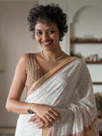 Suta White Woven Design Pure Cotton Saree - Distacart