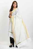 Mominos Fashion Moeza Women's Banarsi Silk Woven Design White Dupatta - Distacart