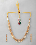VOJ Gold Tone Stone Studded Choker With Earrings Set