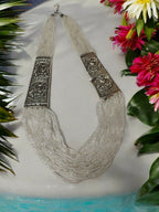 Inhanns Saree Shobha Statement Necklace - White Necklace