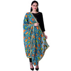 SWI Stylish Women's Embroidered Phulkari Chiffon Turquoise Dupatta
