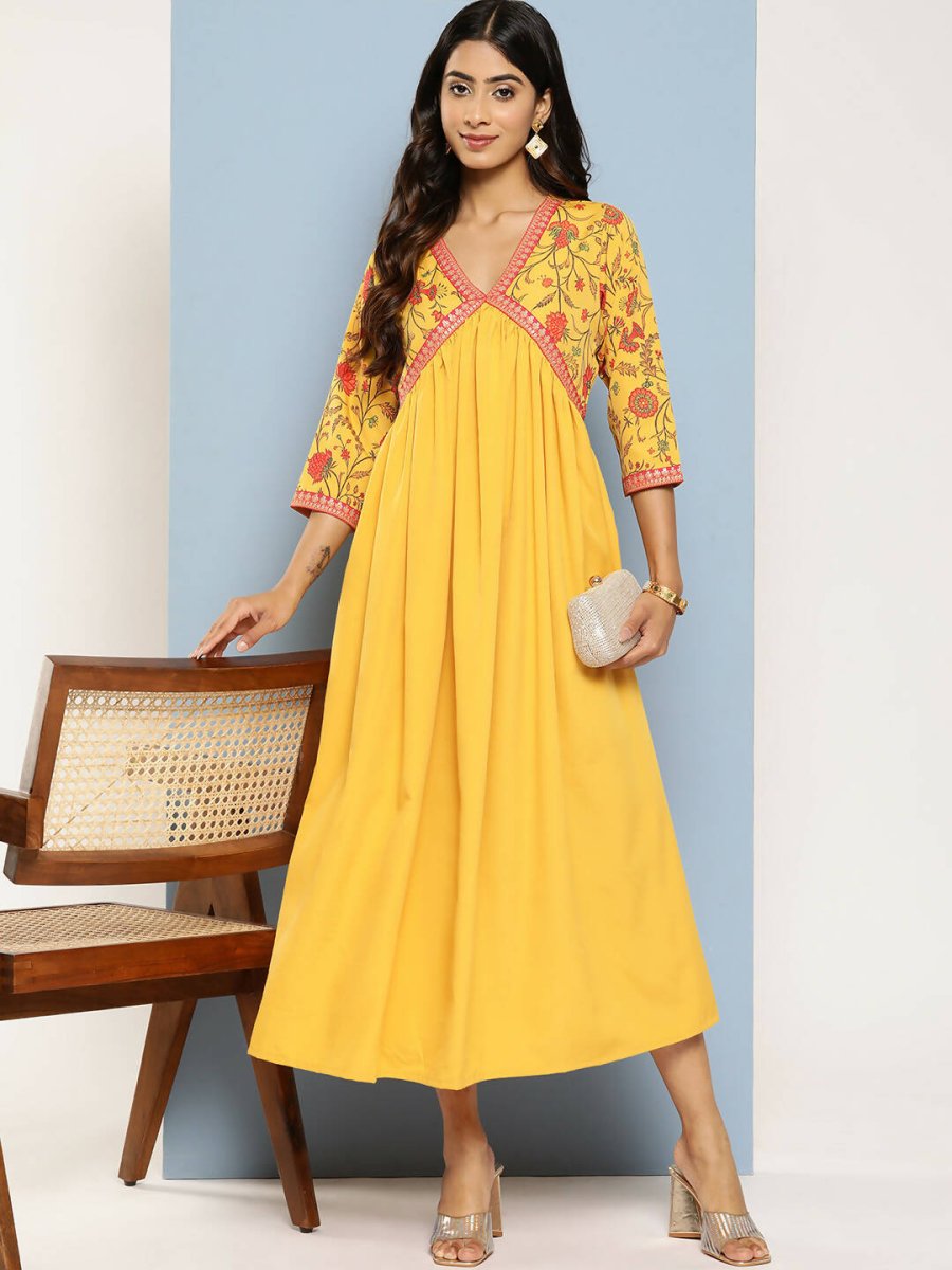 Ahalyaa Women's Traditional wear Ethnic Dress - Mustard - Distacart