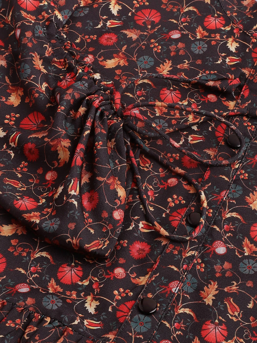 Black Poly Rayon Digital Printed A-line Top - Tarini