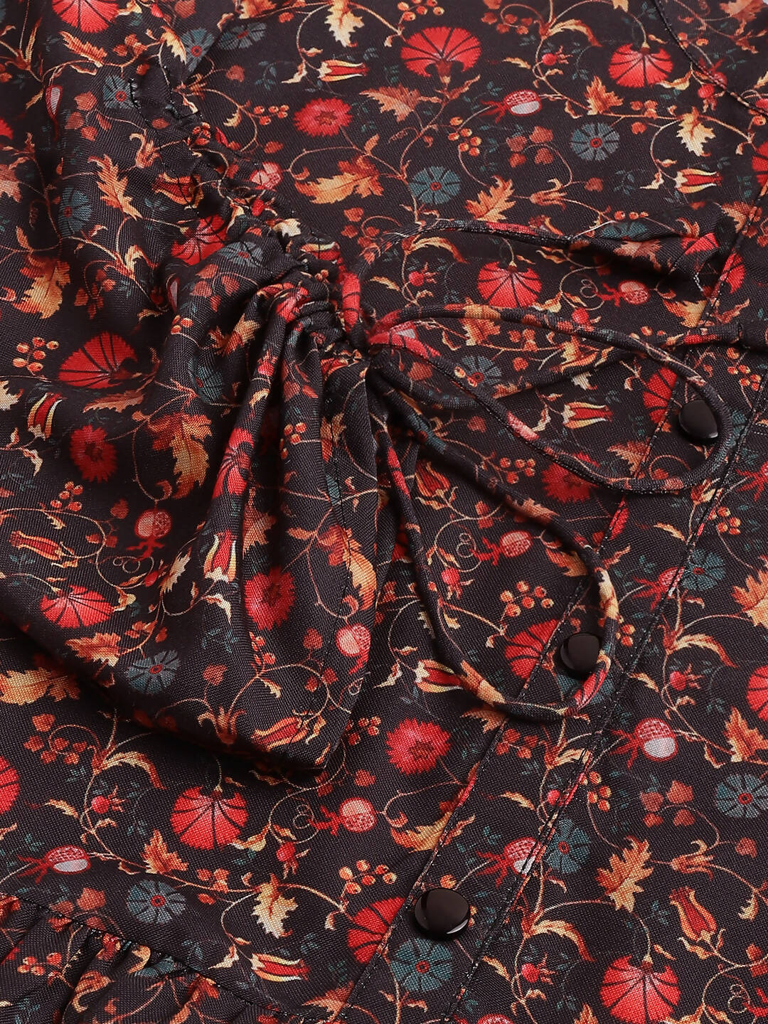Black Poly Rayon Digital Printed A-line Top - Tarini