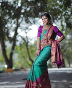 DEIANA'S Beautiful Designer Golden zari Soft Lichi Silk Saree - Sky