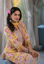 Floral Printed & Embroidered Kurta With Pant & Dupatta Luxury, Multicolor - Hiral Fashion - Distacart