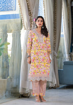 Floral Printed & Embroidered Kurta With Pant & Dupatta Luxury, Multicolor - Hiral Fashion - Distacart