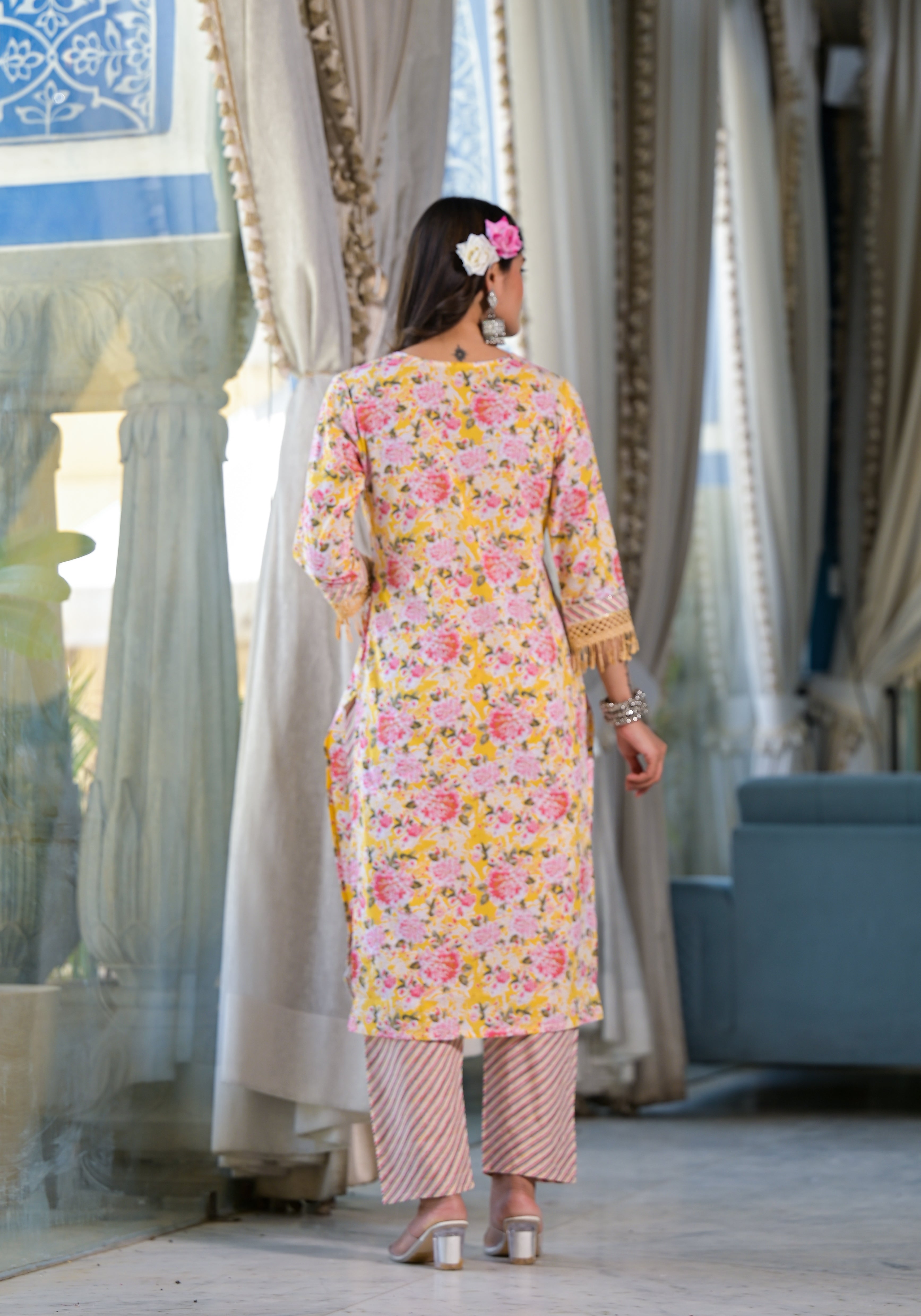 Floral Printed & Embroidered Kurta With Pant & Dupatta Luxury, Multicolor - Hiral Fashion - Distacart