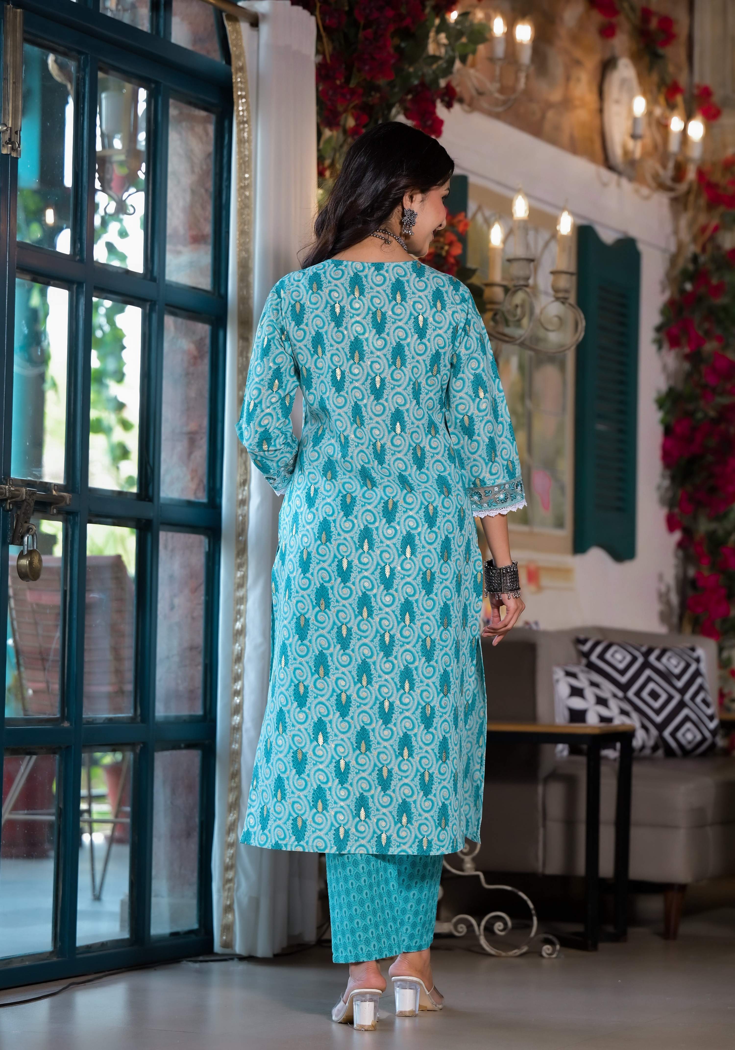 Lace Embroidered & Printed Kurta With Pant & Dupatta, Multicolor - Hiral Fashion - Distacart