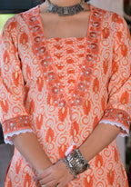 Lace Embroidered & Printed Kurta With Pant & Dupatta, Multicolor - Hiral Fashion - Distacart