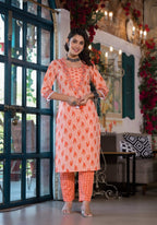 Lace Embroidered & Printed Kurta With Pant & Dupatta, Multicolor - Hiral Fashion - Distacart