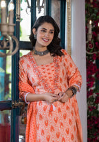 Lace Embroidered & Printed Kurta With Pant & Dupatta, Multicolor - Hiral Fashion - Distacart