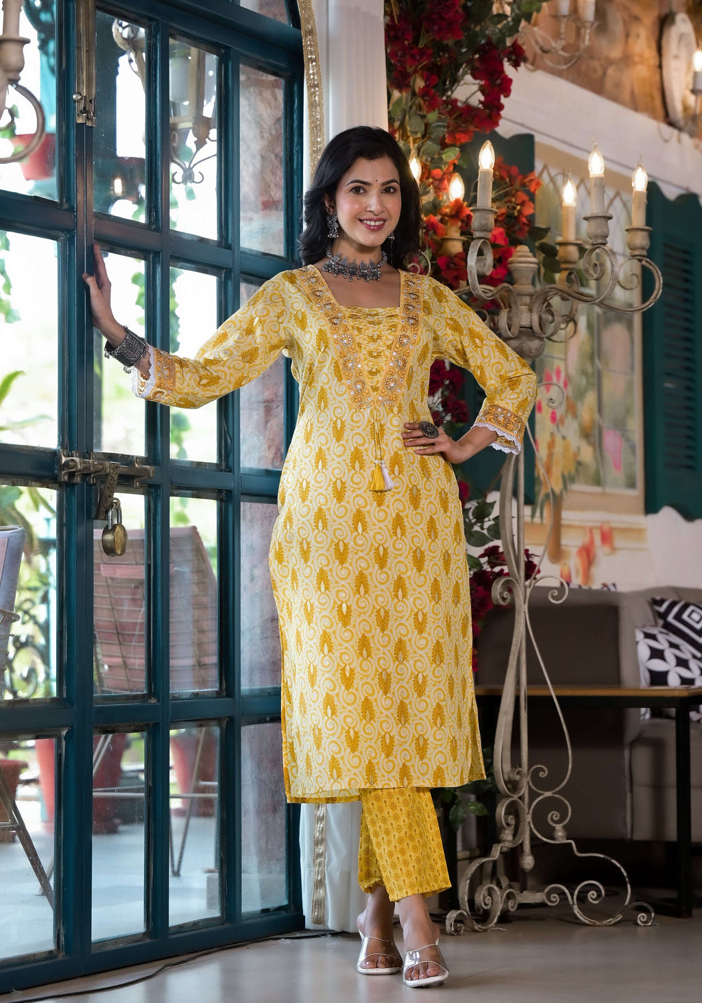 Lace Embroidered & Printed Kurta With Pant & Dupatta, Multicolor - Hiral Fashion