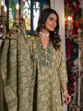 Embroidered & Printed Flared Kurta With Pant & Dupatta, Green - Hiral Fashion - Distacart