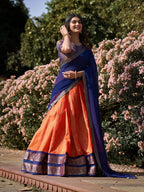 Evanik Women South-Style Kanchipuram Silk Stitched Lehenga With Unstitched Blouse & Dupatta - Distacart