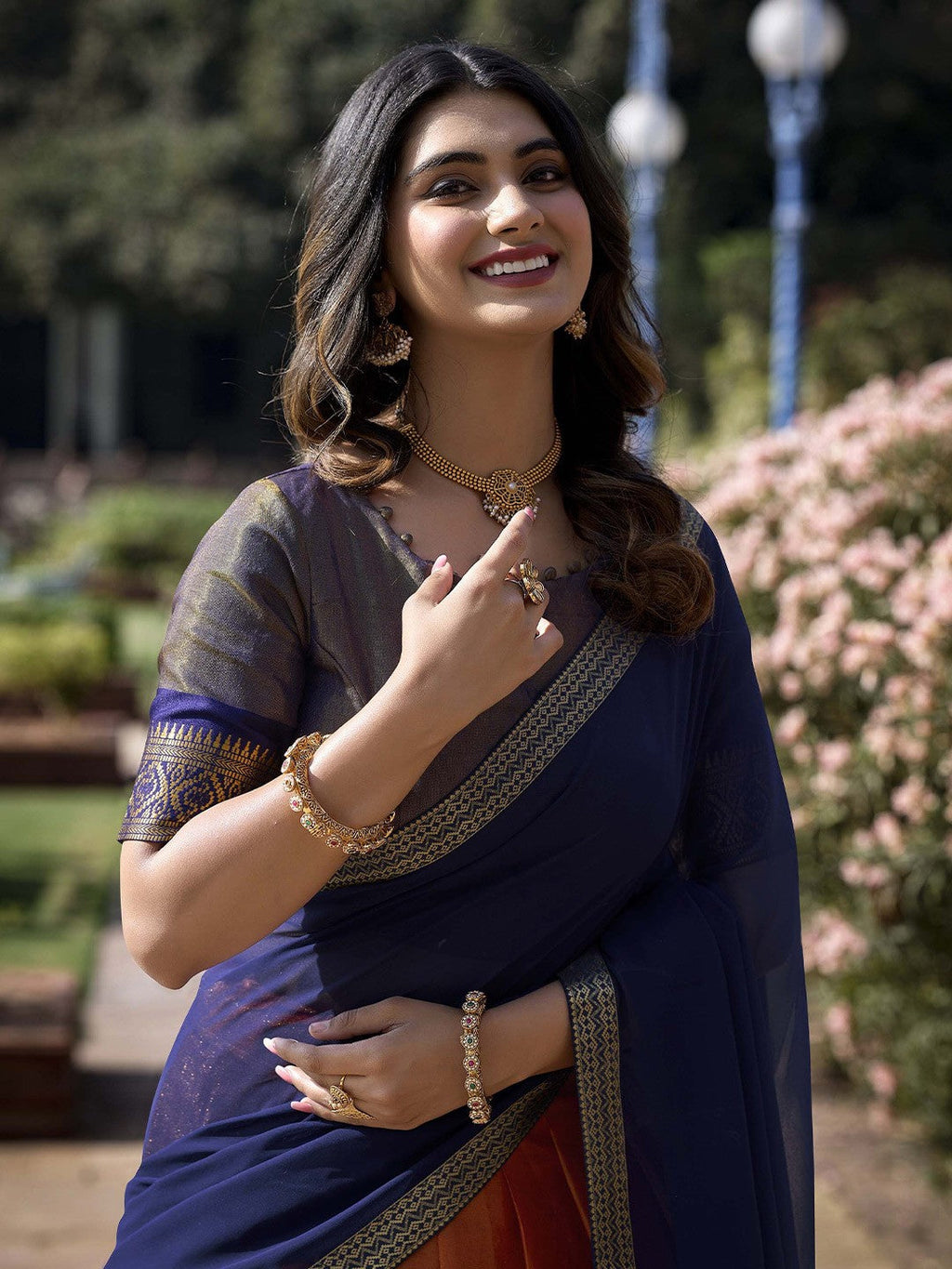 Evanik Women South-Style Kanchipuram Silk Stitched Lehenga With Unstitched Blouse & Dupatta - Distacart