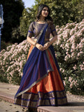 Evanik Women South-Style Kanchipuram Silk Stitched Lehenga With Unstitched Blouse & Dupatta - Distacart