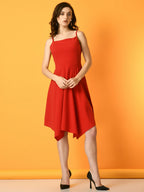 Myshka Women's Red Solid Party Dress - Distacart