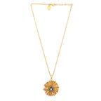 Nuyug 18k Gold-Plated Crystal Studded Minimal Chain Pendant Necklace