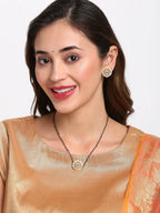 Gold Plated Black Kundan Beaded Mangalsutra With Studs - Ruby Raang - Distacart