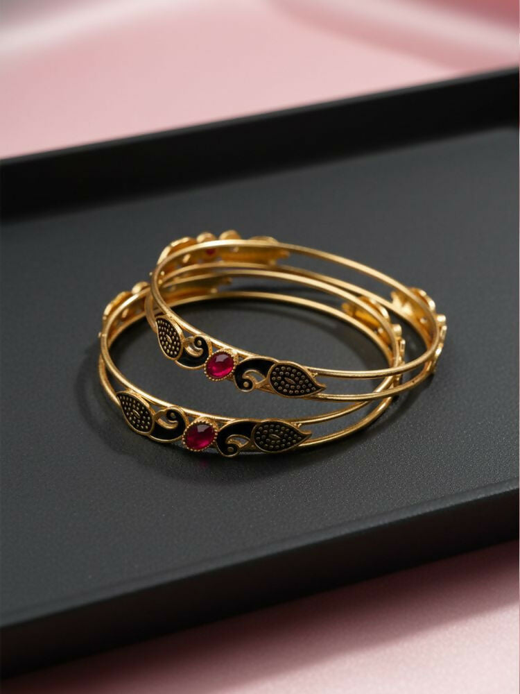 NVR Women Set of 2 Gold Plated Handcrafted Kada Bangle - Distacart