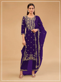 Anaita D Blue Vichitra Suit with Embroidered & Multi Thread Zari Work - Distacart