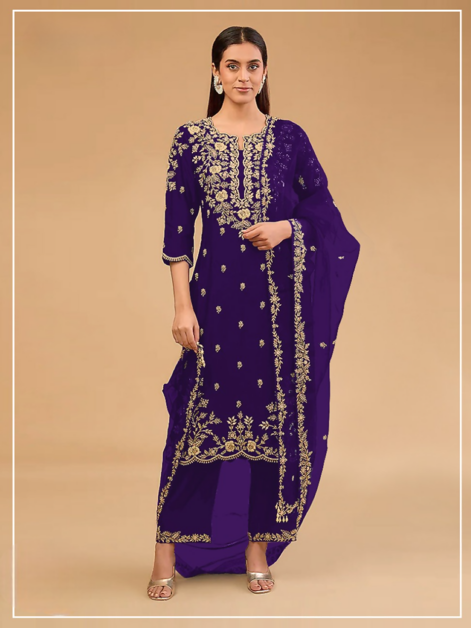 Anaita D Blue Vichitra Suit with Embroidered & Multi Thread Zari Work - Distacart