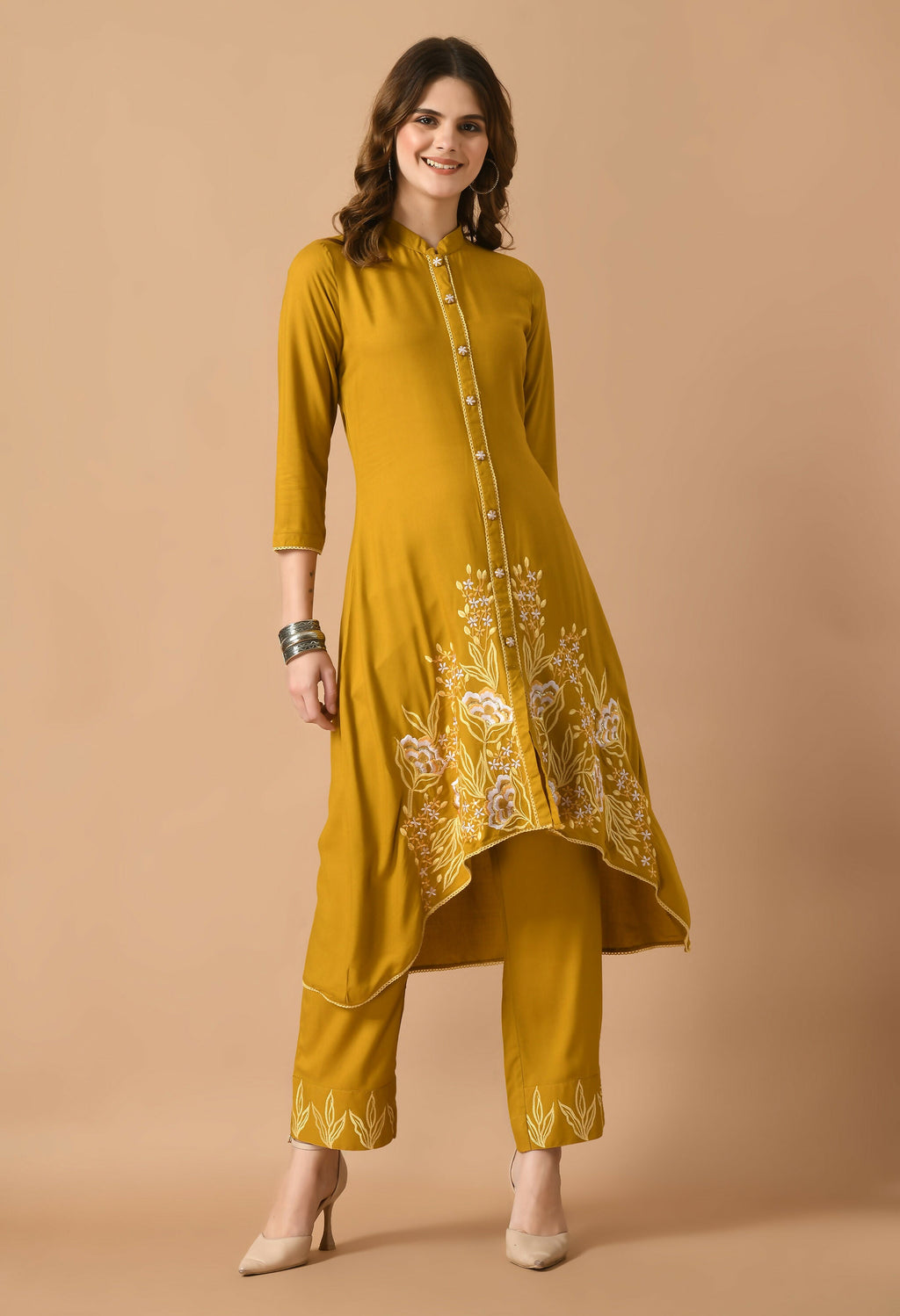Joban Fashion Mustard Cotton Rayon Kurta Set