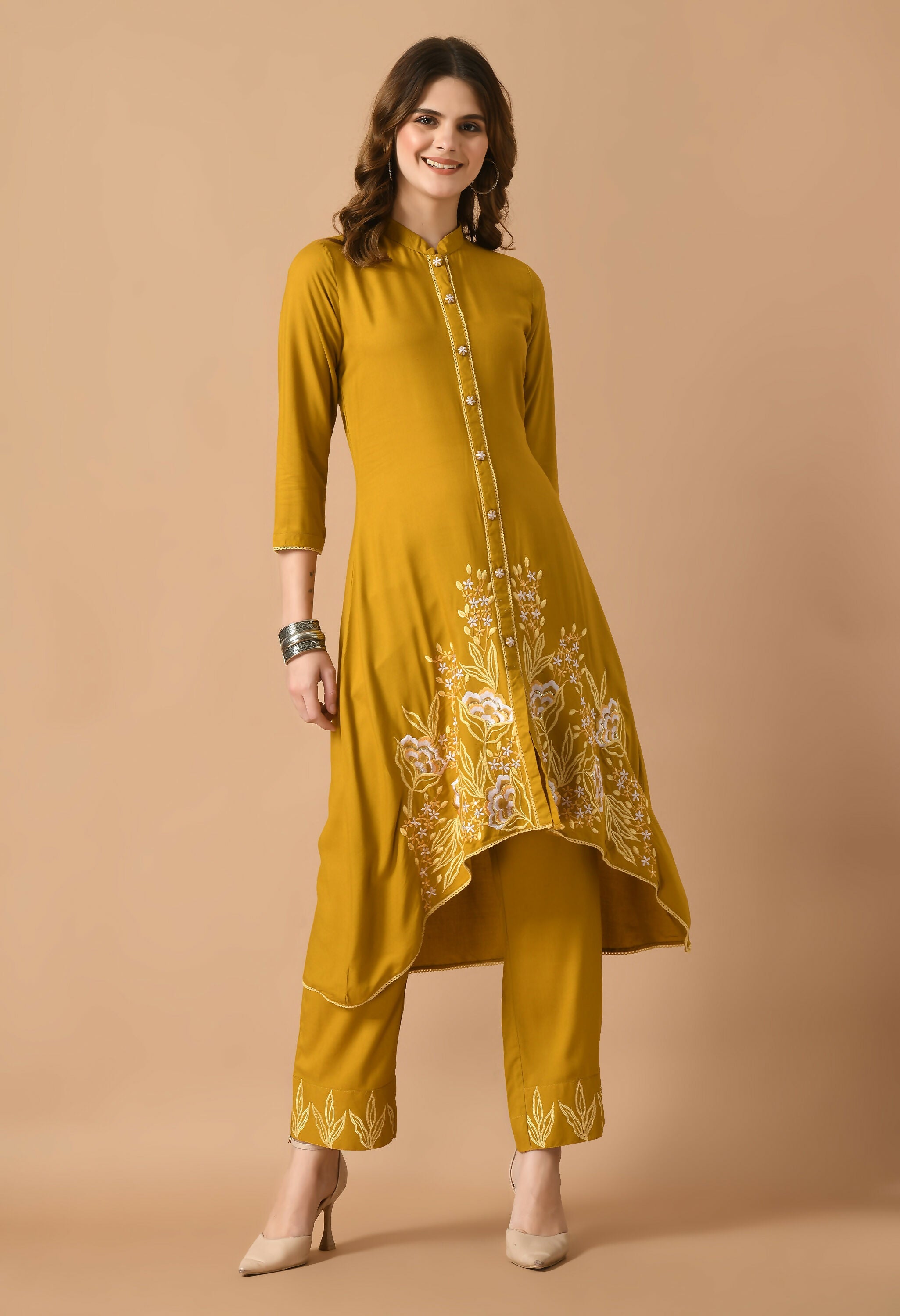 Joban Fashion Mustard Cotton Rayon Kurta Set