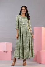 Juniper Women Olive Green Shantoon Floral Printed Maxi Dress - Distacart