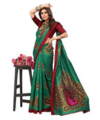 Vamika green Printed Art Silk Saree