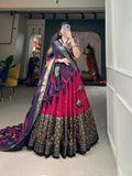 Vastranavya Stunning Look Tussar Silk Printed With Foil Work Indian Lehenga Choli - Pink