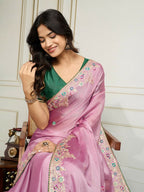Ai Fashion Pink Rangoli Silk Embroidery Party Wear Saree - Distacart