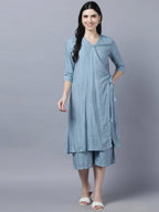 Myshka Stylish Grey Viscose 3/4 Sleeve Women's Kurta Palazzo Set - Distacart