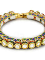 Gold-Plated Stone Studded Meenakari Bangle - Ruby Raang - Distacart
