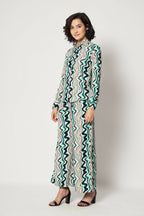 Light Blue Crepe Digital Printed Top With Matching Trouser - Shivani