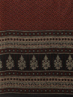 Yufta Women Black & Rust Brown Ethnic Motifs Printed Kantha Work Pure Cotton Kurta Set