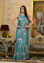 Partywear Designer Teal Slime Georgette Fancy Saree - Anbazaar - Distacart