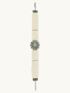 Nuyug Pearl Beaded Jade Stone Choker Necklace