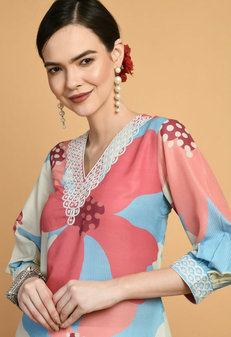Joban Fashion Print Maslin Kurta Set