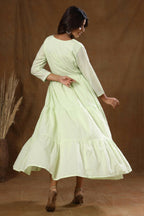 Kaajh Women's Green Mirror Embellishment Anarkali Kurta - Distacart
