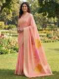 Shree Shyam Fashion Peach Linen Cotton Saree - Distacart